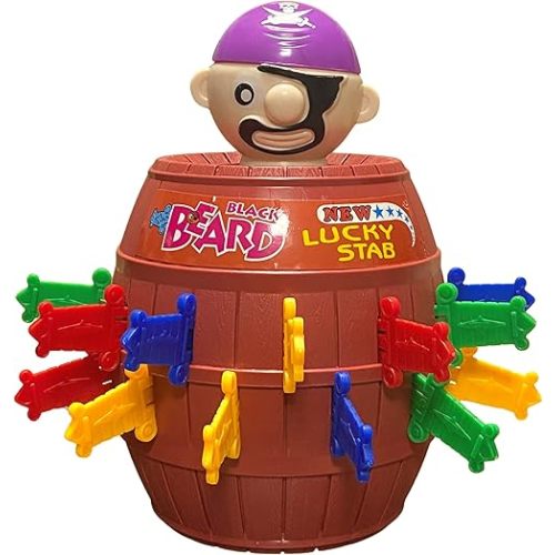 Saguci Pirate Funny Barrel Large Size Tricky Spoof Game 8.3x5.9in Lucky Stab Toys Party Interactive Spoof Pop-Up Brown