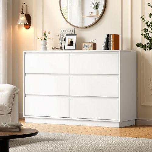 47" Wide 6 Drawer Dresser for Bedroom with Charging Station