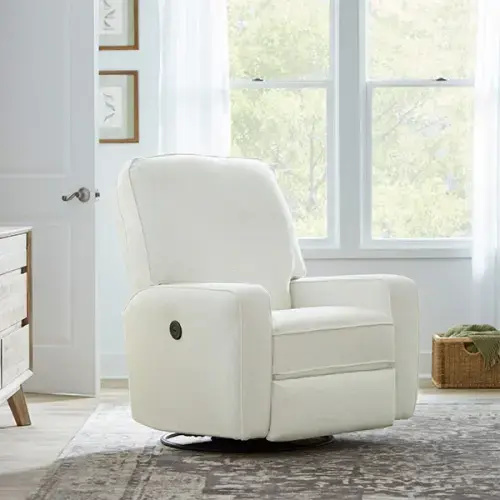 Best Chairs Bilana Power Swivel Glider Recliner in Pearl- 23577- Bambi Baby Store