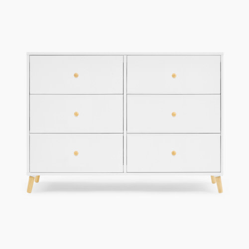 Delta Children Essex 6 Drawer Dresser - Bianca White/Natural | Babylist Shop