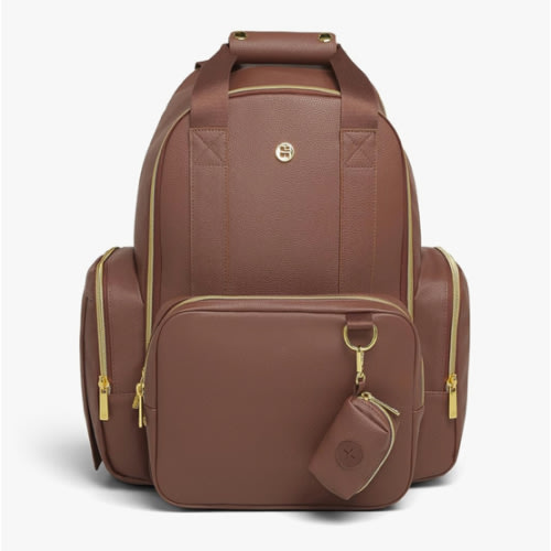 Huggies Signature Hug Pack Diaper Backpack, Cognac Leather, O/S