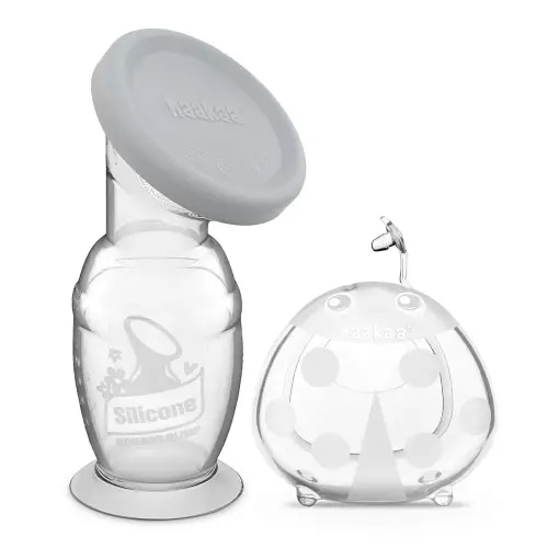 haakaa 150ml Manual Breast Pump with Leakproof Silicone Lid and 75ml Wearable Ladybug Breast Milk Collector Combo New Breastfeeding Gift