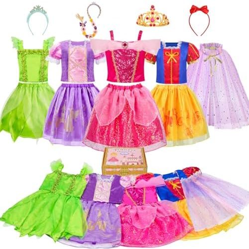 Meland Princess Dress Up - Dress Up Clothes for Girls with Toys,Christmas Birthday Gift for Toddler Girls 3,4,5,6,7,8 Years