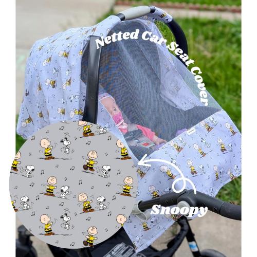 Netted Car Seat Cover Snoopy, Canopy, Summer Baby, Babyshower Gift, Newborn, Baby Must Haves, Baby Items, Outdoors, Boy, Girl, Breathable