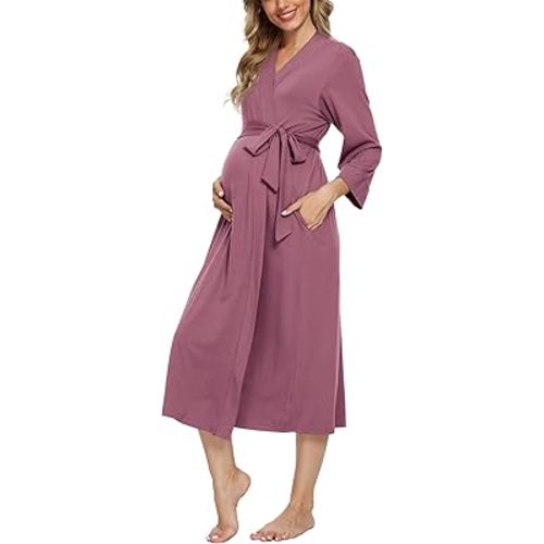 Xpenyo Women's Maternity Sleepwear,Labor/Delivery/Nursing/Hospital Nightgown Kimono Robes Long Pregnancy Loungewear XL
