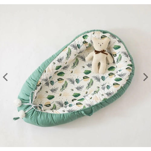 Newborn Baby Lounger Nest with Head Pillow - Fascinating Green Leaves