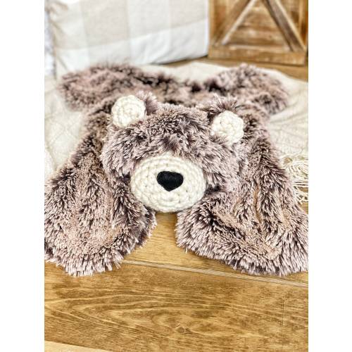 Bear Rug lovey, Brown Frosted Big Lovey woodland nursery decor