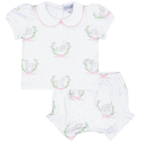 Pink Lamb Print Diaper Cover Set