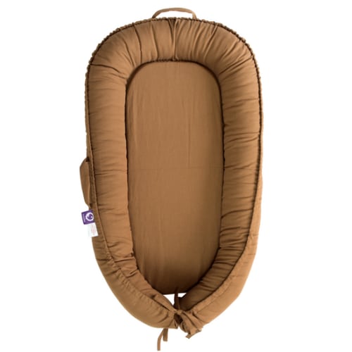 Baby Lounger for Newborn Infant 0-18 Months, Portable Adjustable Infant Floor Seat, Soft Breathable with 100% Organic Cotton Lounger Cover, Newborn Essentials (Golden Brown)