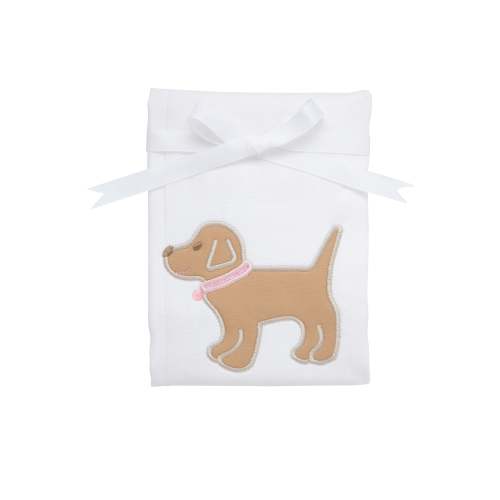 Puppy Applique Burp, Pink