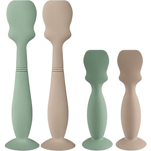 4 Pack Baby Diaper Cream Brush, Diaper Cream Spatula Applicator Silicone Baby Butt Paste Spatula for Babies, Newborn, 2 x Large Size, 2 x Small Size (2 x Natural, 2 x Sage)