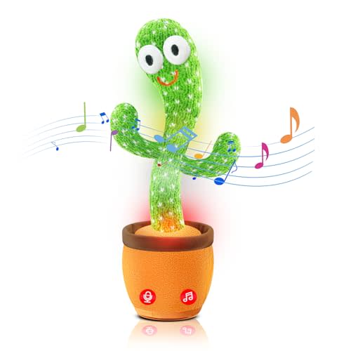 TWORIVER Dancing Talking Cactus Toy for Toddler,Easter Baskets for Kids Cactus Baby Toy Interactive Mimic Singing Infant Kids Toys,Baby Boy Easter Gifts Easter Basket Stuffers Baby Girl Toys
