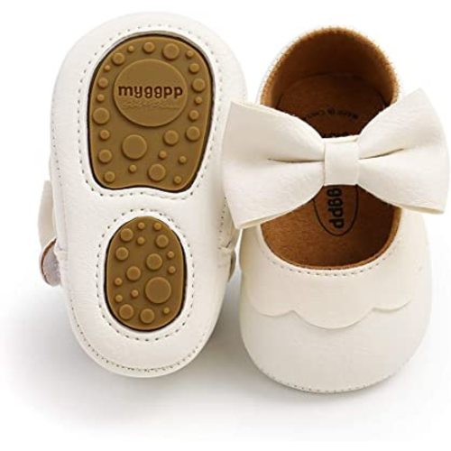 HsdsBebe Infant Baby Girls Mary Jane Flats Bow Non-Slip Soft Sole Princess Toddler First Walkers Sneaker Wedding Dress Shoes