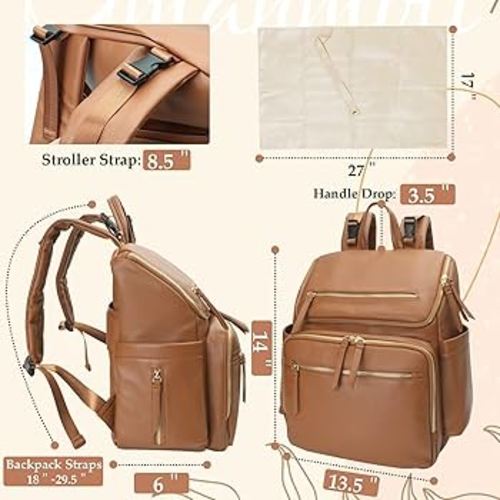 Amazon.com: Omanmoli Diaper Bag Backpack Large Baby Diaper Bag Leather with 17 Diaper Bag Organizing Pouches,Changing Pad,Stroller Straps,4 Insulated Pockets,Brown : Baby