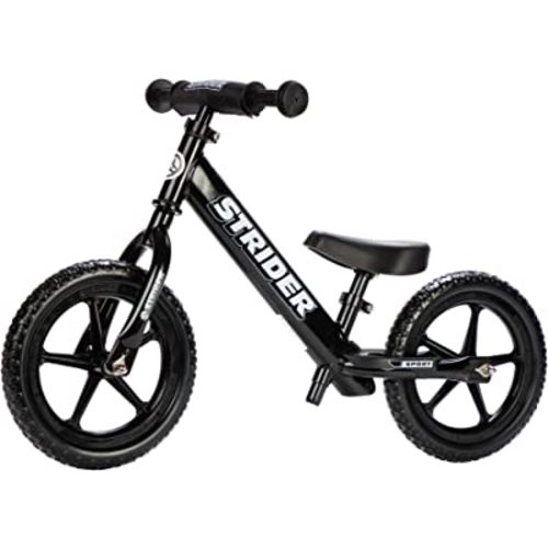 Strider 12” Sport Bike - No Pedal Balance Bicycle for Kids 1 to 4 Years - Includes Safety Pad, Padded Seat, Mini Grips & Flat-Free Tires - Tool-Free Assembly & Adjustments