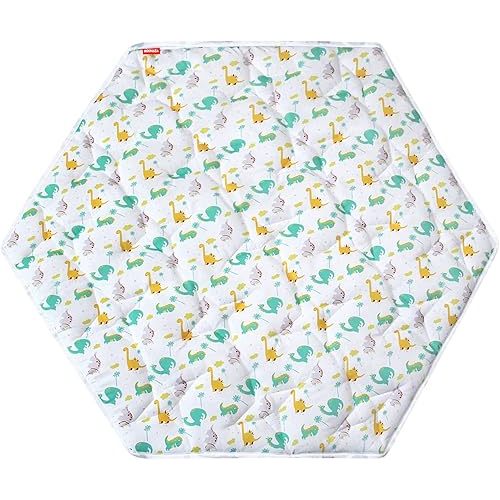 Hexagon Playpen Mat, Dinosaur Print Baby Playmat Kids Tent Mat Hexagon Rug Mat Suitable for Regalo My Play Portable Play Yard Six Pannel Playpen