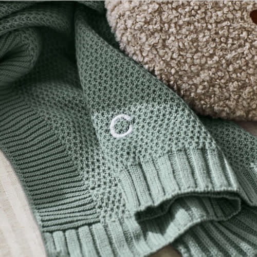 Bubble Knit Verte Green Baby Stroller Blanket
