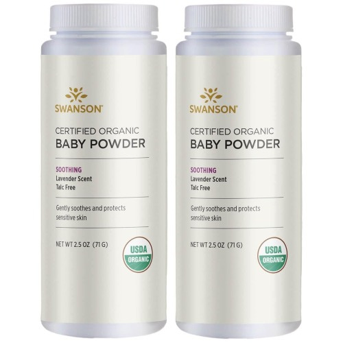 Swanson Certified Organic Baby Powder Talc Free - Lavender Scent 2 Pack