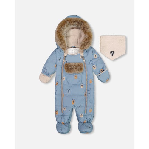 Baby Baby Boy's One Piece Baby Snowsuit Blue Bears Designed For Car Seat, 6M, Printed Blue Bears