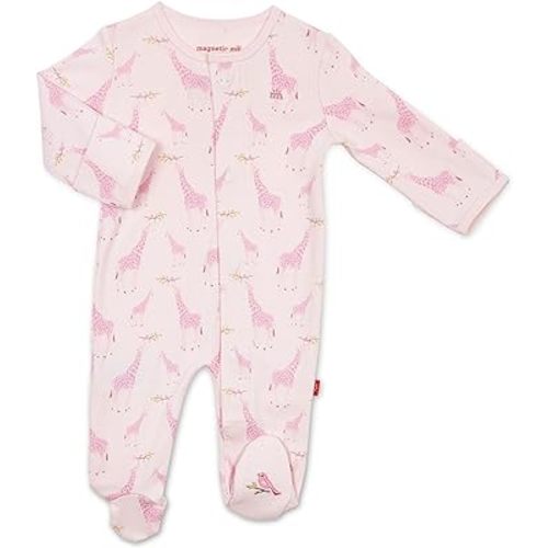 Magnetic Me Footie Pajamas - 100% Organic Cotton Baby Pajamas - Quick Magnetic Fastener Sleeper for Baby Boy and Girl