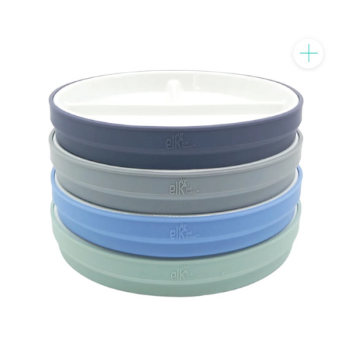 6.7"/16cm Porcelain White Divided Plates with Silicone Sleeves