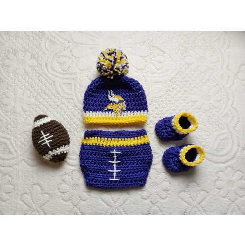 Football Baby Crochet Hat and Diaper Cover - Baby Photo Prop - Baby Shower Gift - Baby Football Hat - Baby Outfit - Preemie to 6 Months