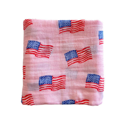 Muslin Swaddle, American Flag Pink