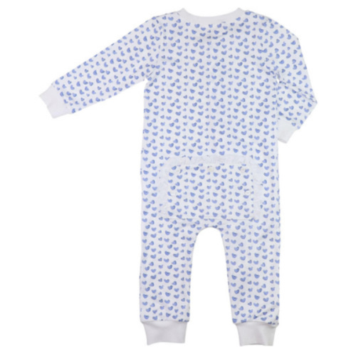 Blue Heart Print Knit Zipper Pajamas - Cecil and Lou