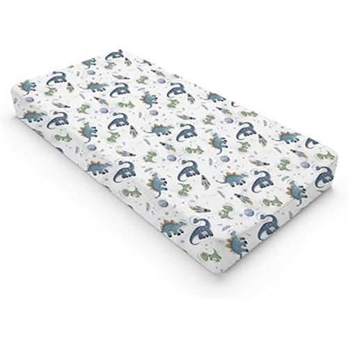Watercolor Space Dinosaurs Baby Changing Pad Covers Dinosaur Rockets Planet Stars Leaves Diaper Changing Pad Table Sheets for Boy Girl Soft Nursery Stretch Fitted Change Table Mats 32''x16''