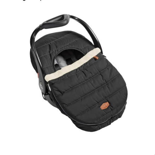 JJ Cole Winter Baby Car Seat Cover - Winter Car Seat Cover for Baby Seat or Stroller - Infant Car Seat Covers with Warm Sherpa Lining - Black