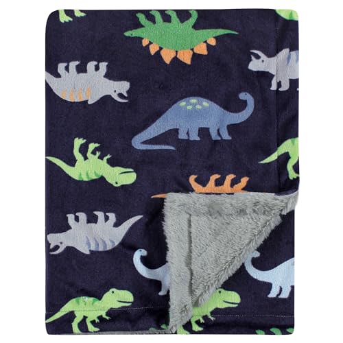 Luvable Friends Unisex Baby Plush Blanket with Sherpa Back, Dinosaurs, One Size