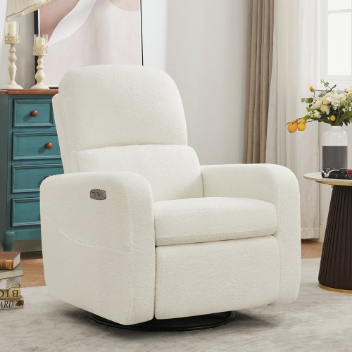 Swivel Power Recliner Chair Teddy Nursery Glider Rocking Recliner