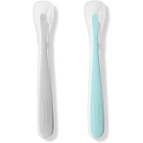 Skip Hop Baby Spoons, Easy-Feed, 2 Pack, Grey/Soft Teal (Discontinued by Manufacturer)