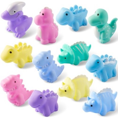 Maplefield Dinosaur Bath Toys -12 Pack Dinosaur Toys for Kids 2-4 - No Hole, Easy-to-Clean - Five Dinosaur Types