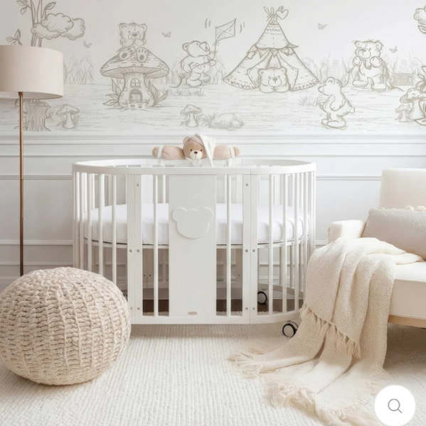 4 in 1 Signature Bear Cot & Mattress Set | White