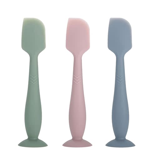 3 Pack Baby Diaper Cream Spatula Applicator, Soft Silicone Butt paste Spatula Diaper Cream Brush with Suction Cup Base (Cyan, Pink, Green)