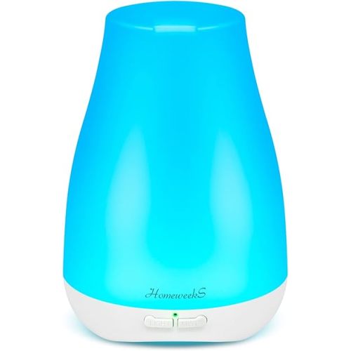 Homeweeks Diffusers, 100ml Colorful Essential Oil Diffuser with Adjustable Mist Mode, Auto Off Aroma for Bedroom/Office/Trip (100 ML 1 Pack)