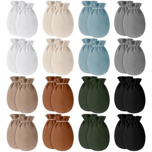 Cuffbow 16 Pairs Baby Mittens No Scratch Mittens Infant Toddler Gloves for 0-6 Months Newborn Boys Girls