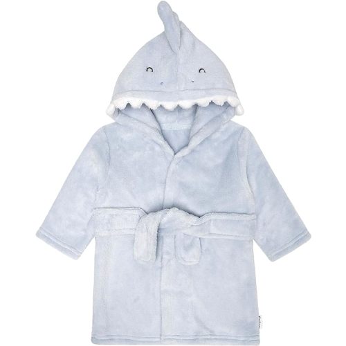 Gerber Unisex Baby Plushy Soft Hooded Animal Character Bathrobe - 0-9 Months - Blue Shark
