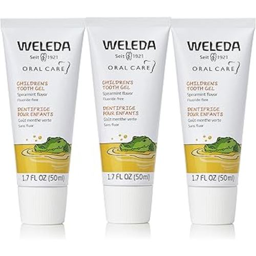 Weleda Oral Care Children's Tooth Gel, 1.7 Fluid Ounce (Pack of 3), Fluoride Free, Spearmint Flavor, Plant Rich Toothpaste with Calendula, Silica and Fennel
