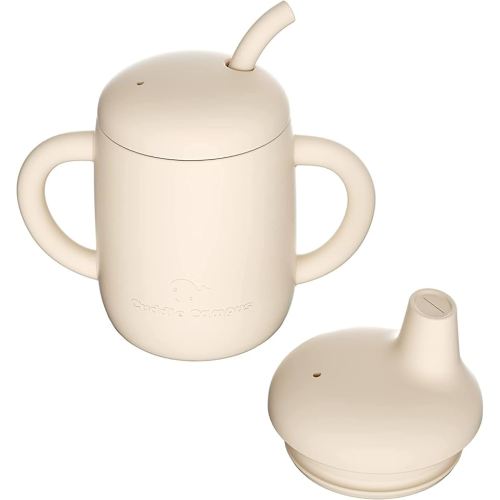 Cuddle Campus Sippy Cups 7OZ, [4 in 1] Baby Cups, Shatterproof Silicone Straw Cup,Open Cup for 6M, 6M+,6-12 Months,1/1+ Year Old Baby,Toddler