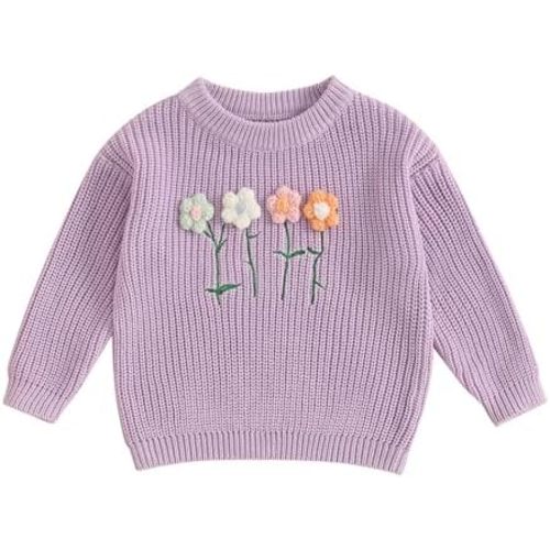 Baby Girl Sweater 3D Floral Knit Sweaters Toddler Infant Newborn Crewneck Pullover Sweatshirt Long Sleeve Tops