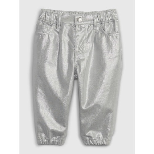Baby Metallic Bubble Jeans in silver