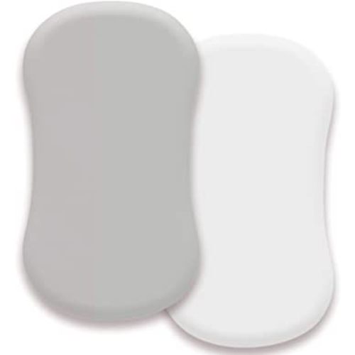 AMROSE Heavenly Soft Microfiber Bassinet Sheets, Fit for Halo Bassinest Swivel Sleeper, 2 Pack Hourglass Bassinet Mattress Sheet Set for Boys Girls, White & Gray