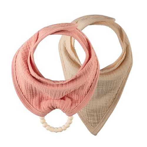 Dr. Brown's Muslin Bandana Bibs with Snap-On Removable Beaded Teether