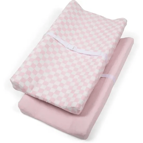 Bolton Baby Co. Muslin Changing Pad Cover (2-Pack): Ultra Soft Changing Table Sheets for Baby Boys & Girls, Perfect Fit for Standard Diaper Changing Table Pad (Bubblegum)