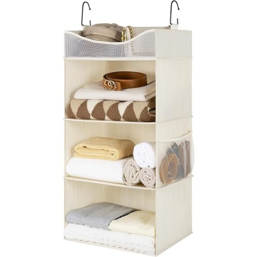 StorageWorks Hanging Closet Organizer, 3-Shelf Hanging Closet Shelves with Top Shelf, 15 ¾"W x 12" D x 31" H, Extra-Large Space, Ivory White