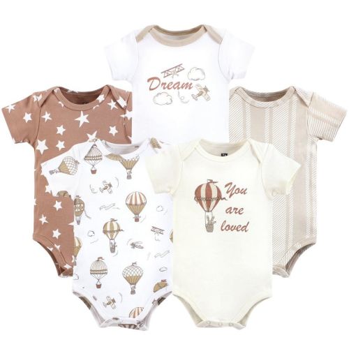 Hudson Baby Short Sleeve Bodysuits, 5-Pack, Newborn- 24 Months