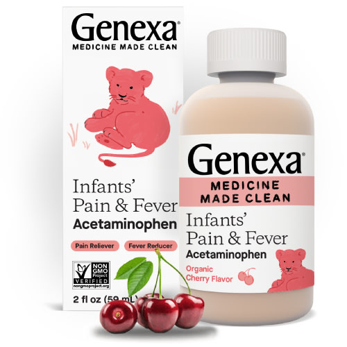 Genexa Infants’ Pain & Fever Acetaminophen, 0% Artificial Additives, Cherry, 2 fl oz