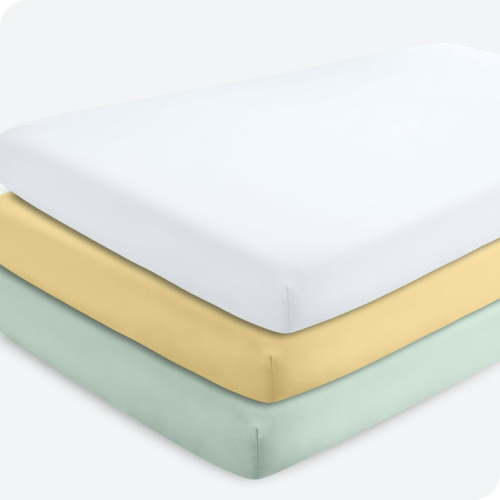 Bare Home 3 Pack Fitted Sheets - Premium 1800 Collection - Ultra Soft - Crib, Morning Sun/Spring Mint/White